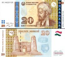 *20 Somoni Tadžikistan 1999, P17 UNC - Kliknutím na obrázok zatvorte -